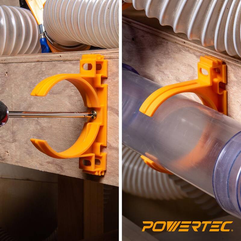 Colgadores de Estilo Abierto POWERTEC para tubería y manguera de recolección de polvo de 2-1/2 pulgadas con múltiples opciones de montaje (paquete de 10) - 70342-P2N