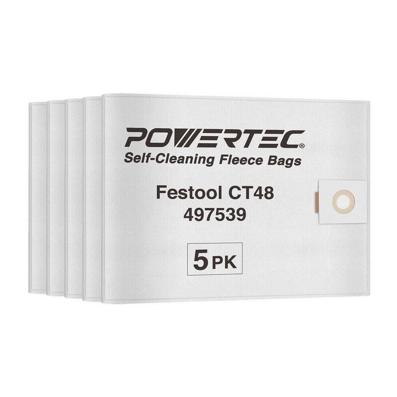Bolsas de filtro de tela de reemplazo para Festool 497539 Bolsas de polvo (paquete de 5) - 75055, para extractor de polvo Festool CT 48