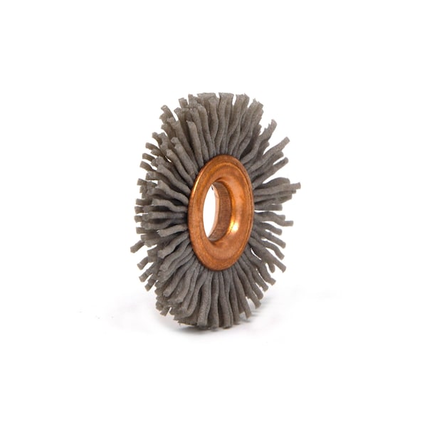 Brush Research Manufacturing CY114180AO Abrasive Nylon Copper Center Wheel, 1.25" Dia., 180AO, .375" Arbor Hole, .250" Trim - CY114180AO