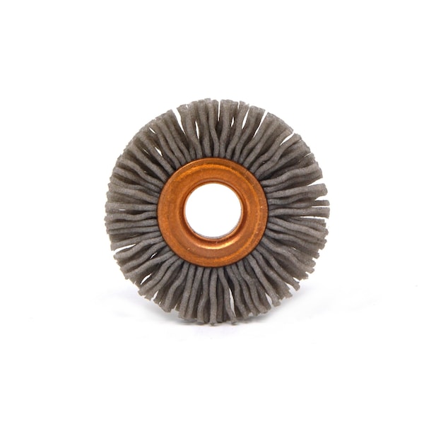 Brush Research Manufacturing CY114180AO Abrasive Nylon Copper Center Wheel, 1.25" Dia., 180AO, .375" Arbor Hole, .250" Trim - CY114180AO