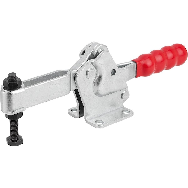 Kipp Toggle Clamp, Horizontal Foot, Standard, F2=5000, Adjustable Clamping Spind M10X80, Steel Electro - K1241.05000