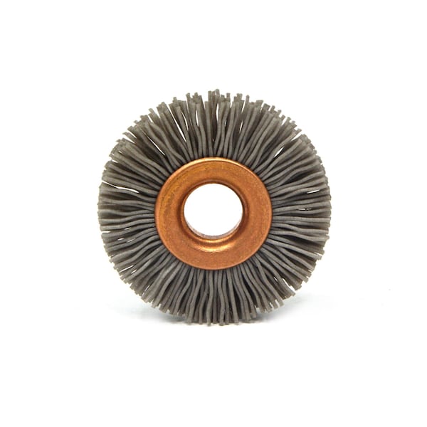 Brush Research Manufacturing CY114320AO Abrasive Nylon Copper Center Wheel, 1.25" Dia., 320AO, .375" Arbor Hole, .250" Trim - CY114320AO