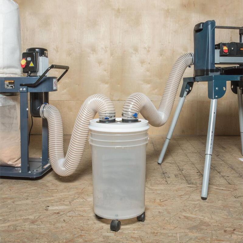 POWERTEC 4 in. Codos y acoplamientos de separador de ciclón para recolección de polvo en contenedores de desechos de madera, cubetas y barriles - 70292