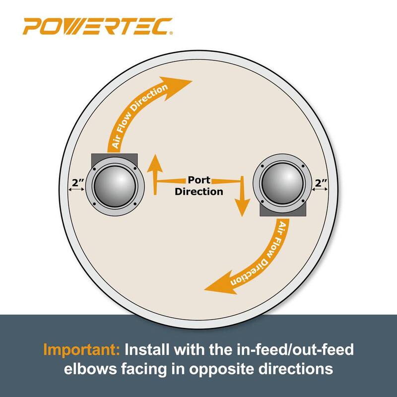 POWERTEC 4 in. Codos y acoplamientos de separador de ciclón para recolección de polvo en contenedores de desechos de madera, cubetas y barriles - 70292