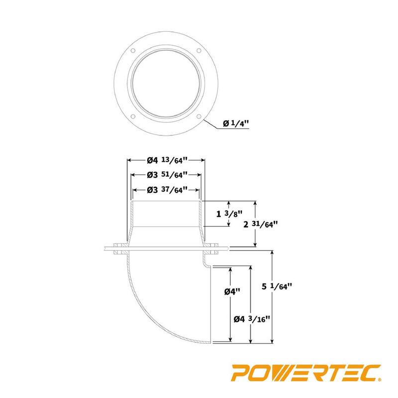 POWERTEC 4 in. Codos y acoplamientos de separador de ciclón para recolección de polvo en contenedores de desechos de madera, cubetas y barriles - 70292