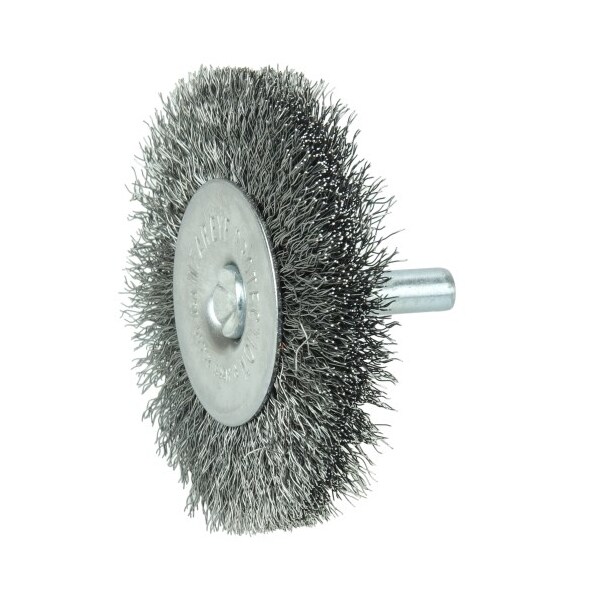 Weiler 2-1/2" Wire Radial Wheel, .008" Steel Fill, 1/4" Stem - 17959