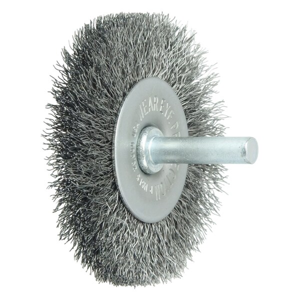 Weiler 2-1/2" Wire Radial Wheel, .008" Steel Fill, 1/4" Stem - 17959