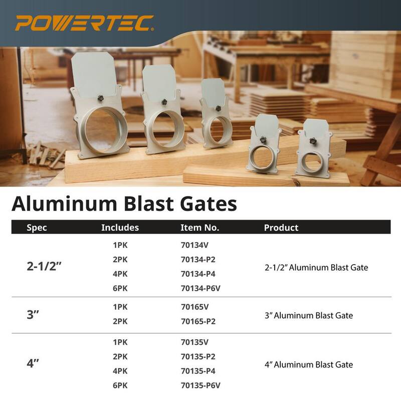 Compulsa de 6 pulgadas POWERTEC para adaptadores de recolector de polvo/aspiradora, paquete de 2 - 70227-P2