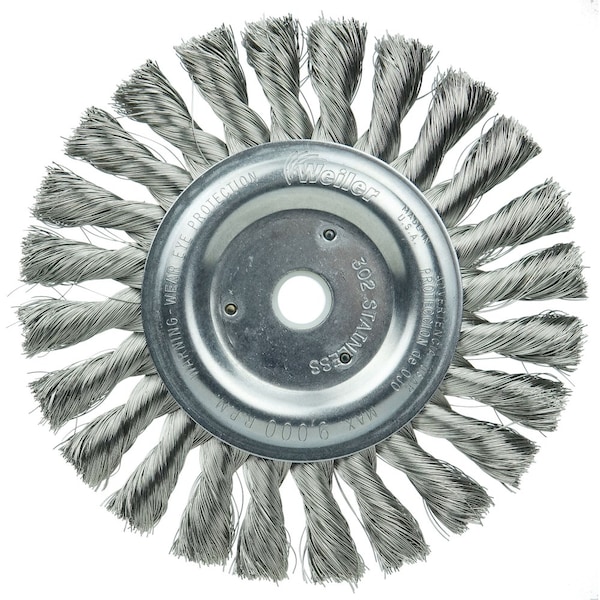 Weiler 6" Standard Twist Knot Wire Wheel, .0118" Fill, 5/8"-1/2" Arbor Hole - 8325