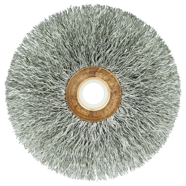 Weiler 3" Dia Crimped Wire Wheel, .0118" Fill, 1/2"-3/8" Arbor Hole - 16963