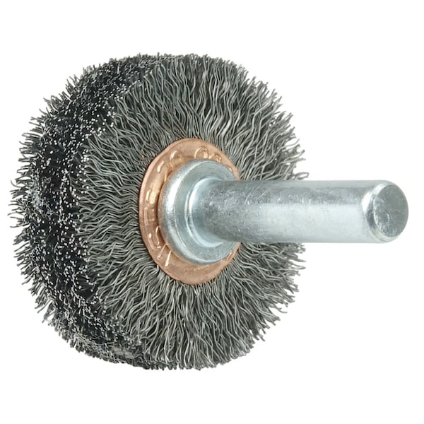 Weiler 1-1/2" Wire Wheel, .0118" Steel Fill, 1/4" Stem - 17604