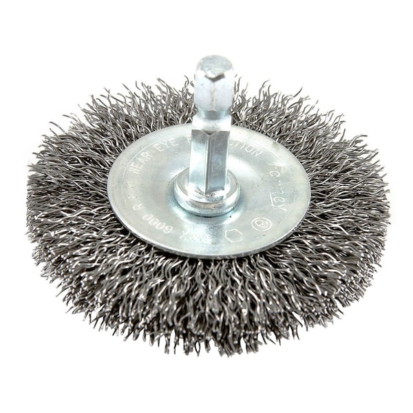 Forney Wire Wheel, Crimped, 2-1/2 in x .012 in x 1/4 in Hex Shank - 72733