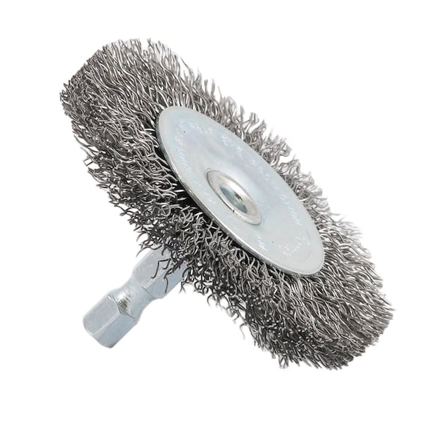 Forney Wire Wheel, Crimped, 2-1/2 in x .012 in x 1/4 in Hex Shank - 72733
