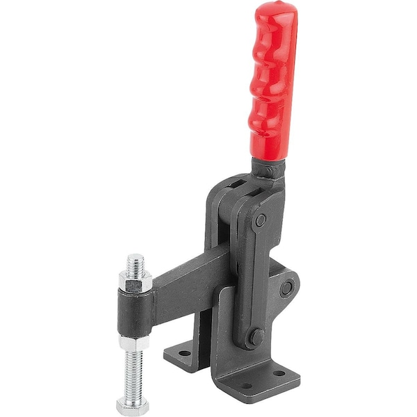 Kipp Toggle Clamp Vertical Heavy Version, Horizontal Foot F1=12000, Fixed Clamping Spindle M12X100, Steel - K1253.012000