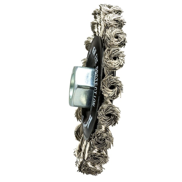 Forney Command PRO Wire Wheel, Knotted, Stainless Steel, 4 in x .020 in x 5/8 in-11 - 72805