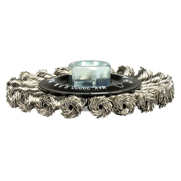 Forney Command PRO Wire Wheel, Knotted, Stainless Steel, 4 in x .020 in x 5/8 in-11 - 72805