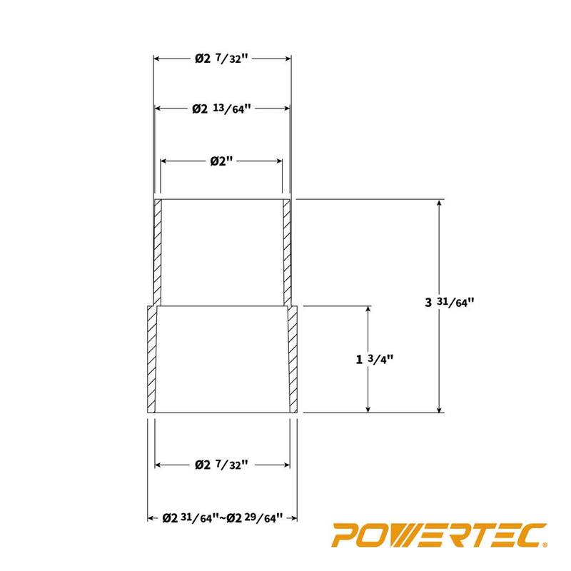 REDUCTOR DE MANGUERA DE 2-1/2 a 2-1/4 pulgadas para sistemas de colección de polvo - 70141