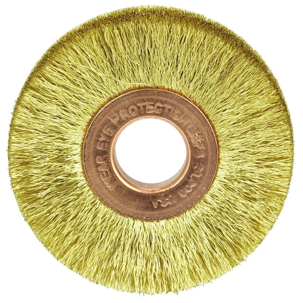 Weiler 2" Dia Crimped Wire Wheel, .005" Brass Fill, 1/2" Arbor Hole - 29059