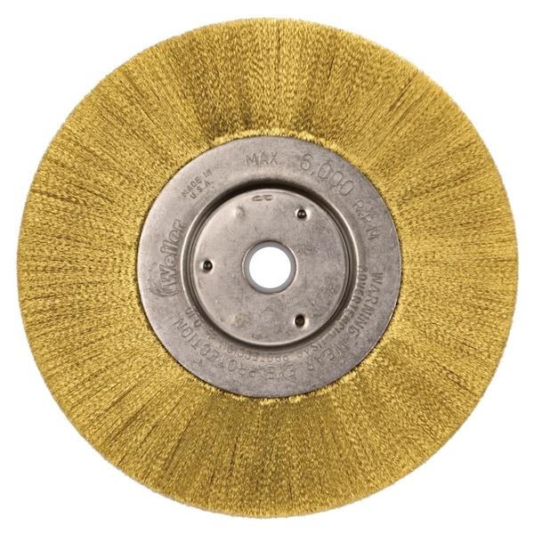 Weiler 6" Narrow Face Wheel, .005" Brass Fill, 5/8"-1/2" Arbor Hole - 1415