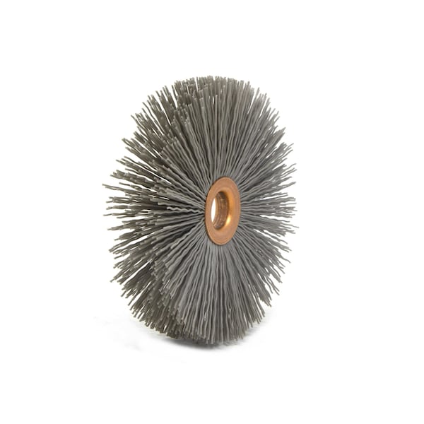 Brush Research Manufacturing CY4320AO Abrasive Nylon Copper Center Wheel, 4" Dia., 320AO, .500" Arbor Hole, 1.437" Trim - CY4320AO