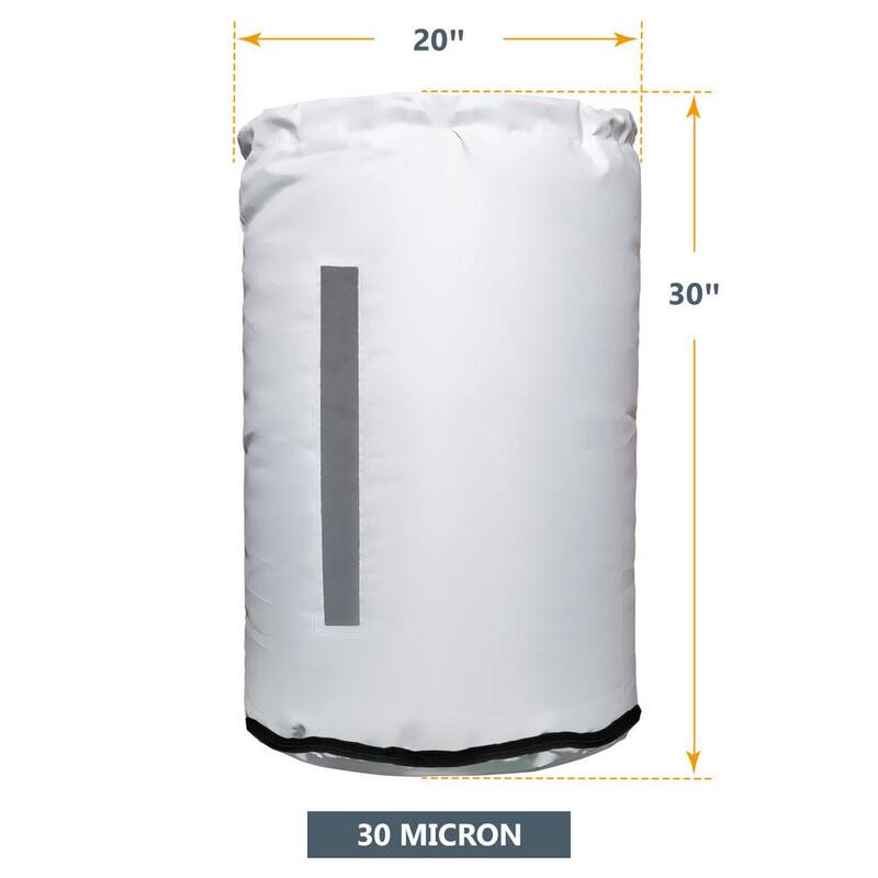 Bolsa inferior para colector de polvo POWERTEC de 20 pulgadas de diámetro por 30 pulgadas con abrazadera de banda de 19-1/8 pulgadas - 70424N