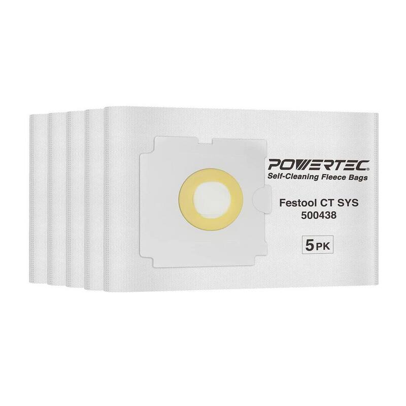 Bolsas de filtro de tela de repuesto para Festool 500438, bolsas para aspiradora de taller POWERTEC para extractor de polvo CT SYS (paquete de 5) - 75059