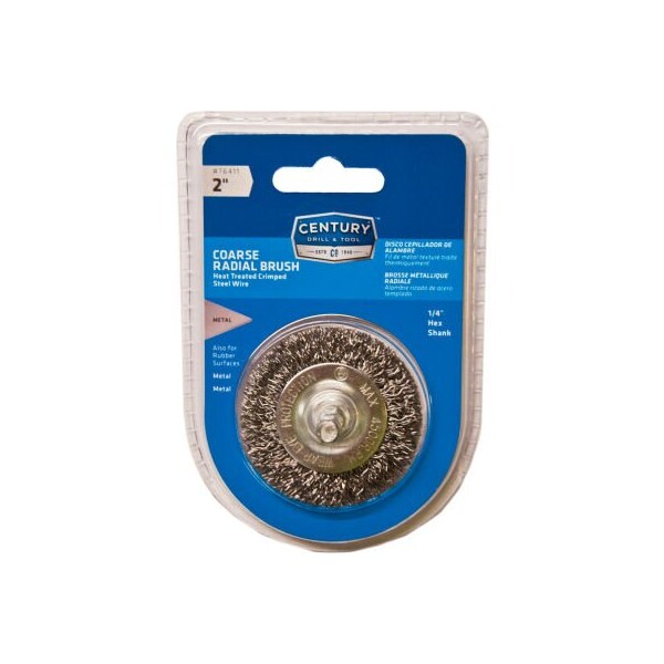 Century Drill & Tool Century Drill Drill Radial Wire Brush 2" Dia. Steel Crimped - 76411