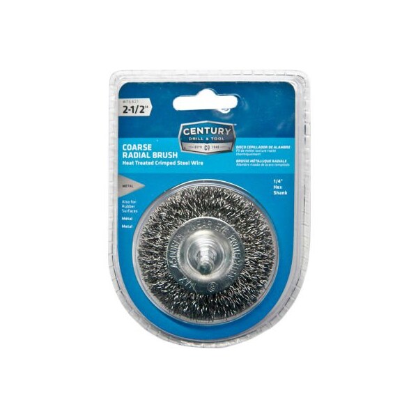 Century Drill & Tool Century Drill Drill Radial Wire Brush 2-1/2" Dia. Steel Crimped - 76421