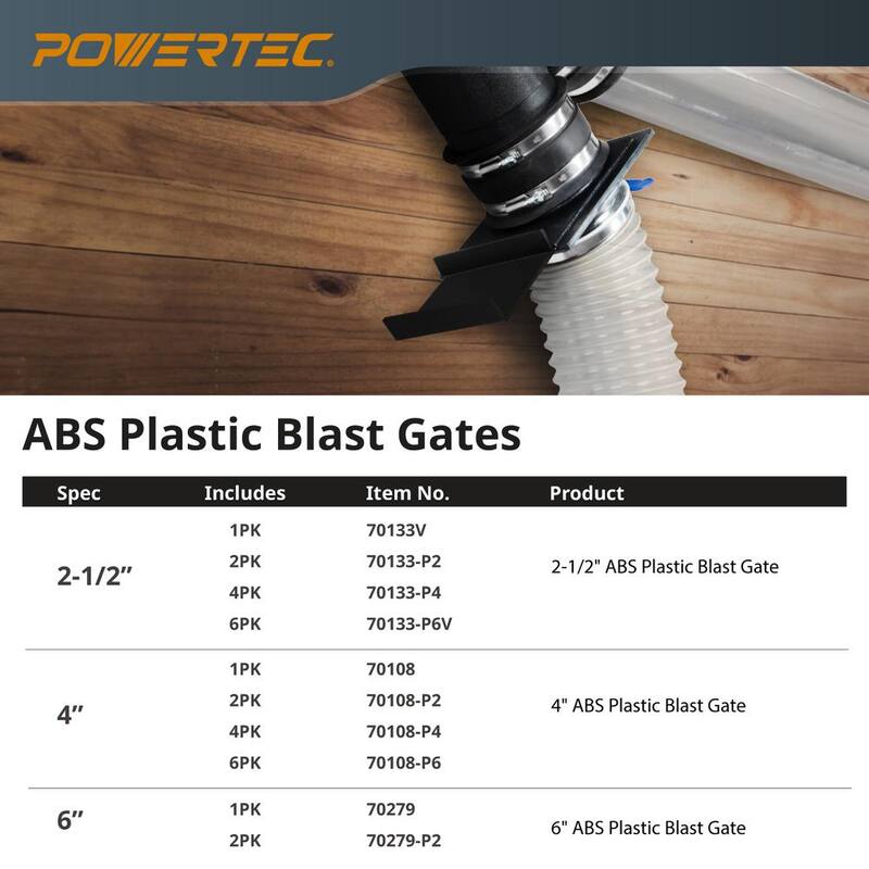 Compuerta de Expulsión POWERTEC de 4 pulgadas para Conexiones de Recolector de Polvo/Aspiradora (paquete de 4) - 70108-P4