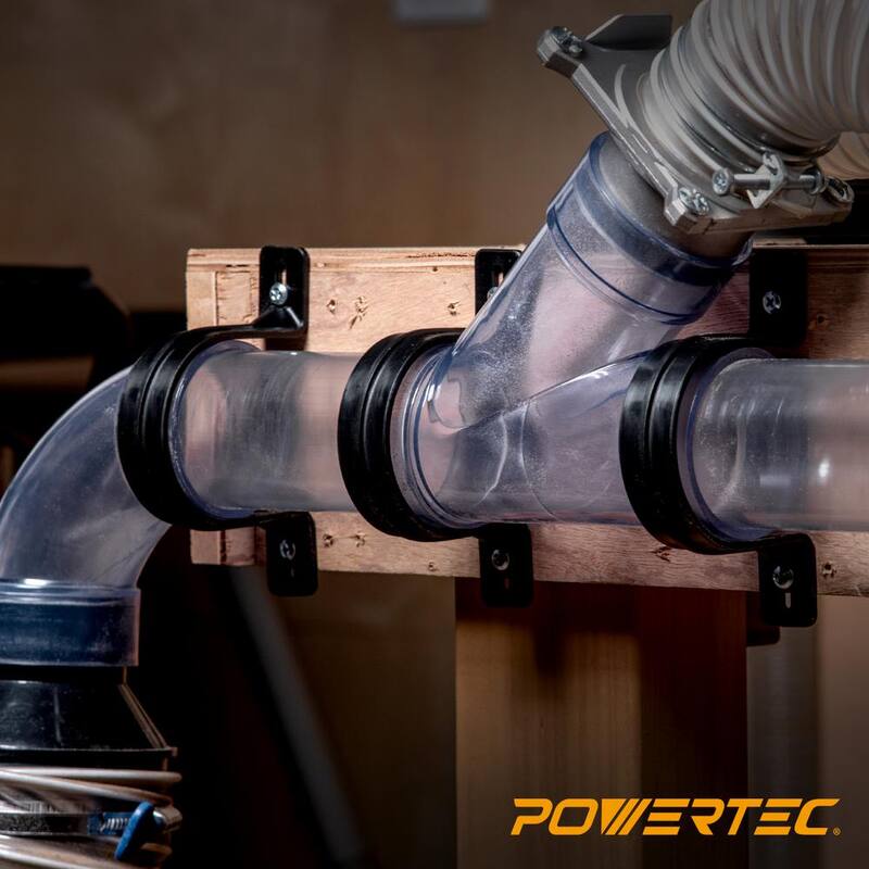 Colgadores POWERTEC para manguera de colección de polvo de 2-1/2 pulgadas y tubería con tornillos de montaje (paquete de 10) - 70319-P2N
