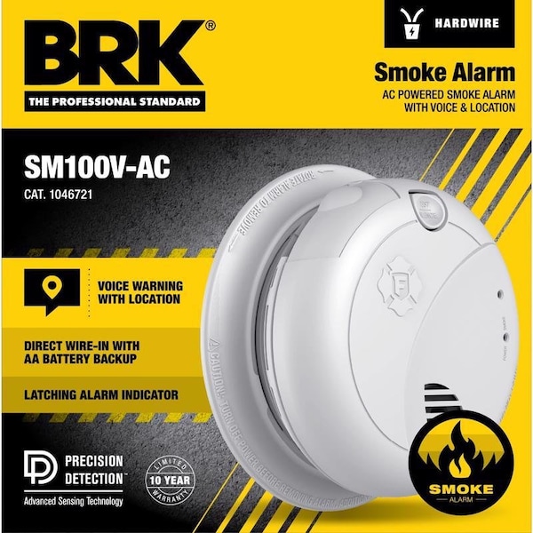 Brk BRK Voice and Locatio Hard-Wired w/Battery Back-up Photoelectric Smoke Detector 1 pk - 1046721