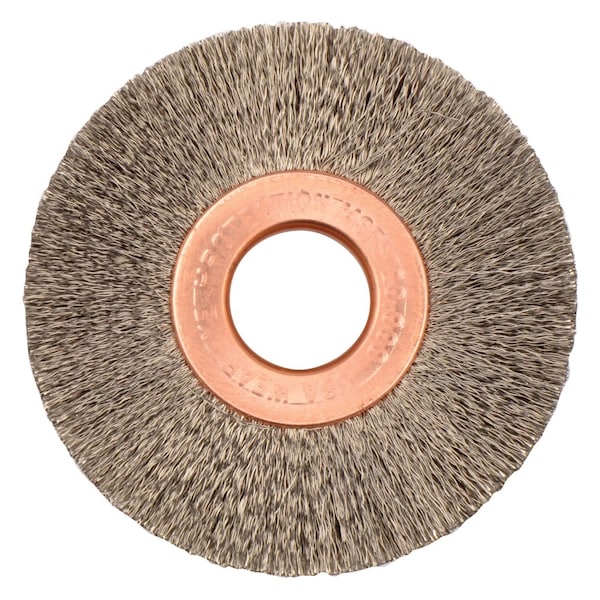 Weiler 2" Dia Crimped Wire Wheel, .006" Steel Fill, 1/2" Arbor Hole - 15433