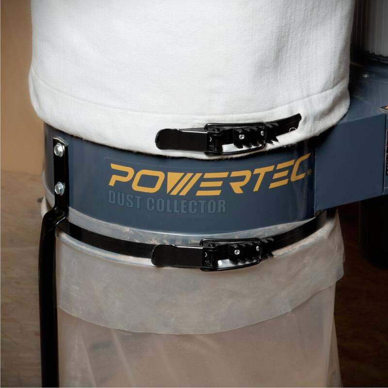 POWERTEC Bolsa superior de filtro de 21 pulgadas x 31 pulgadas con abrazadera de banda y 5 bolsas de colección de polvo de plástico transparente de 19-1/2 pulgadas x 33 pulgadas - 70428N