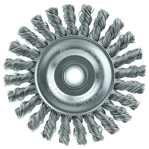 Weiler 4" Cable Twist Knot Wire Wheel, .020" Steel Fill, 1/2"-3/8" Arbor Hole - 8534