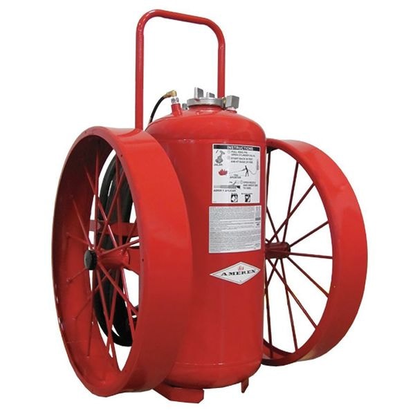 Amerex Wheeled Fire Extinguisher, 300 lb Capacity, Class BC , UL Rating320B:C , Potassium Bicarbonate - 493