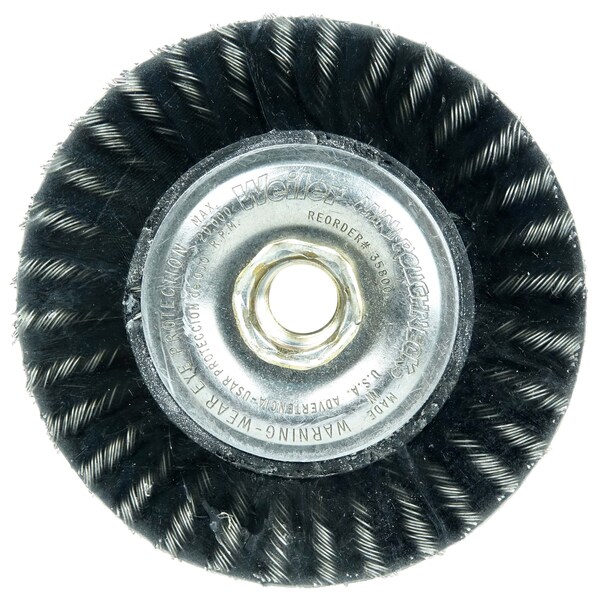 Weiler 4" Encapsulated Stringer Bead Wheel .020" Steel Wire 5/8"-11 UNC Nut - 35800
