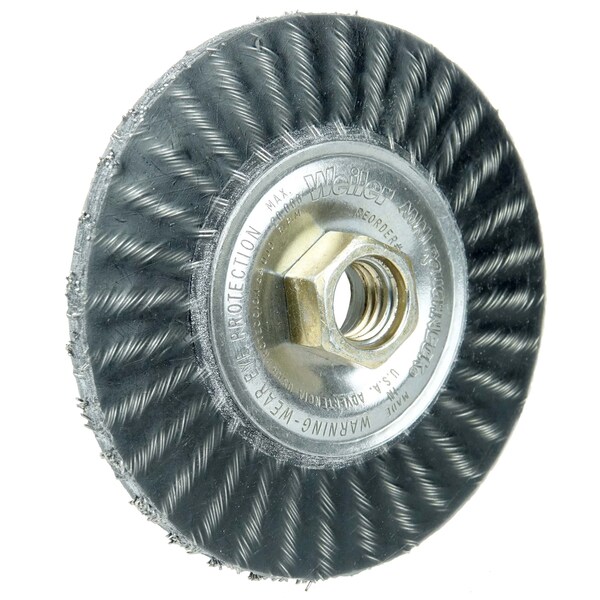 Weiler 4" Encapsulated Stringer Bead Wheel .020" Steel Wire 5/8"-11 UNC Nut - 35800
