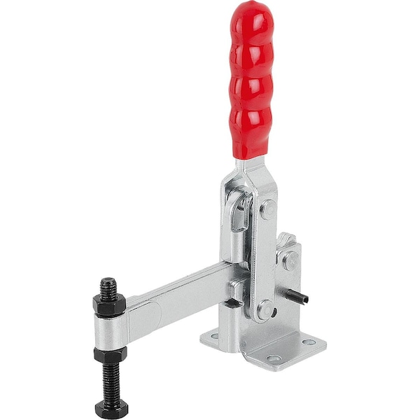 Kipp Toggle Clamp Vertical Std, Horizontal Foot F2=4400, Full Holding Arm M10X80, Steel Zinc Plated,  - K1258.04400