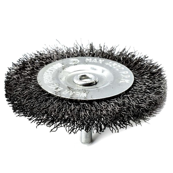 Superior Steel 4" Wire Wheel 1/4" Shank - Fine Crimped Wire 4500 RPM - S1865