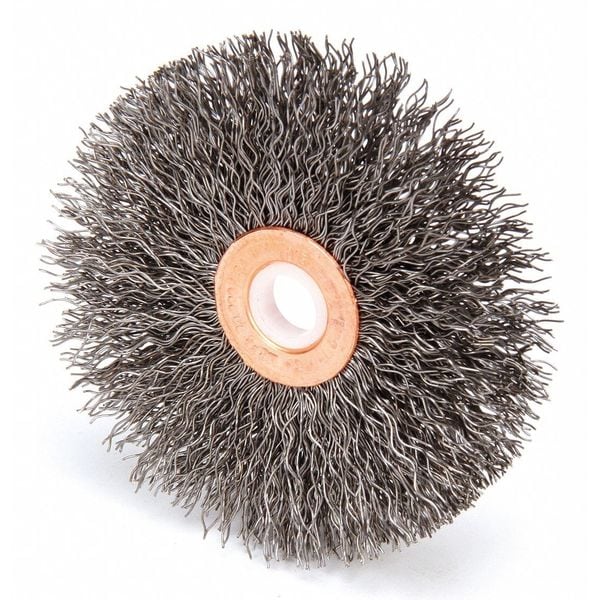 Weiler 3" Small Diameter Crimped Wire Wheel .008" Steel Fill 1/2" Arbor Hole - 15543