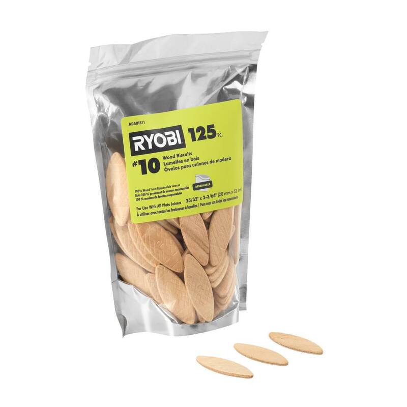 RYOBI #10 FSA Wood Biscuits (125 piezas) - A05BIS11.