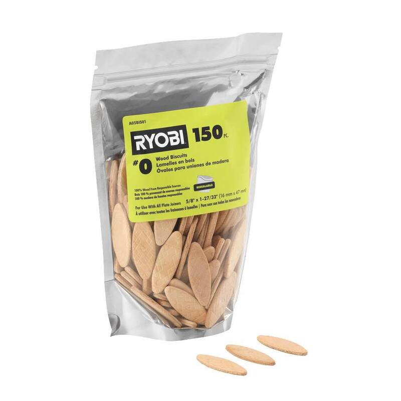 Biscotes de madera FSC #0 de RYOBI (150 piezas) - A05BIS01
