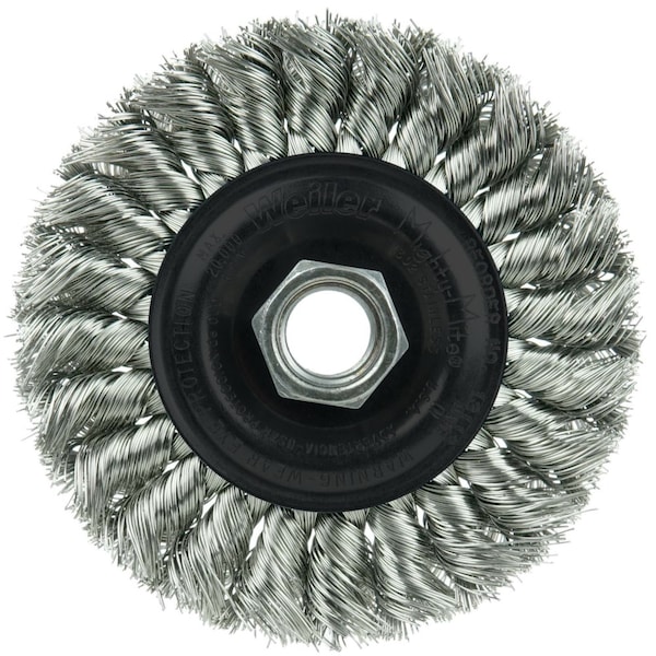 Weiler Standard Twist Knot Wire Wheel 4", .014" Fill, 5/8"-11 UNC Nut - 13113