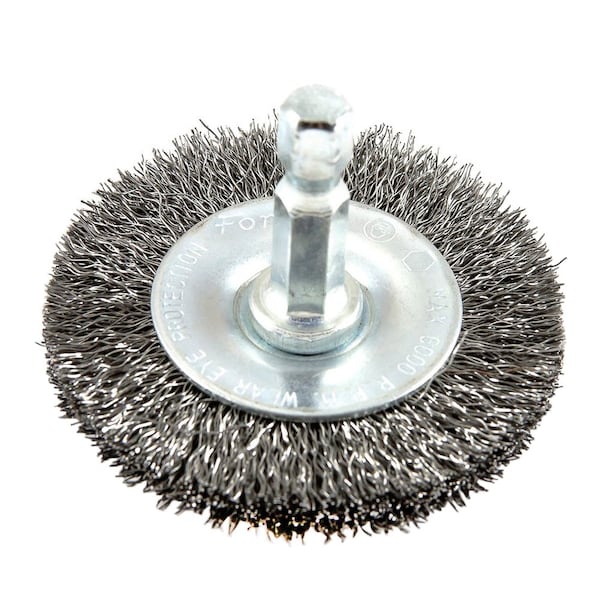 Forney Wire Wheel, Crimped, 2 in x .008 in x 1/4 in Hex Shank - 72728