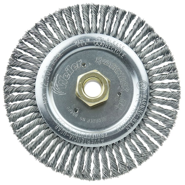Weiler Roughneck Jr. 6" Brush, .020" Steel Wire Fill, 5/8"-11 UNC - 9400