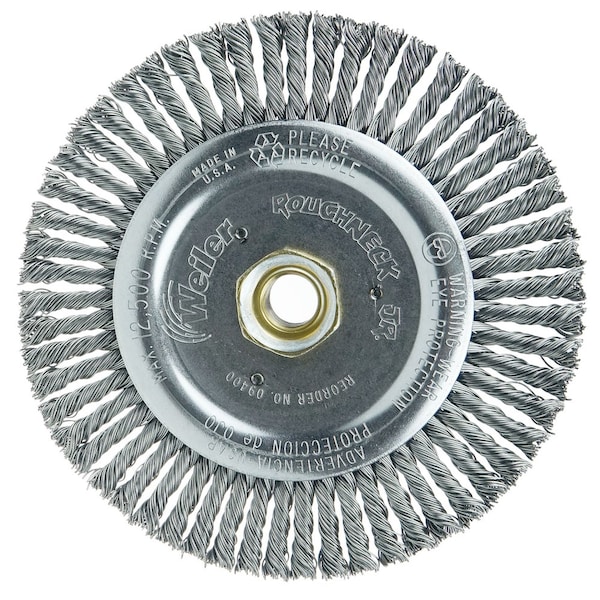 Weiler Roughneck Jr. 6" Brush, .020" Steel Wire Fill, 5/8"-11 UNC - 9400