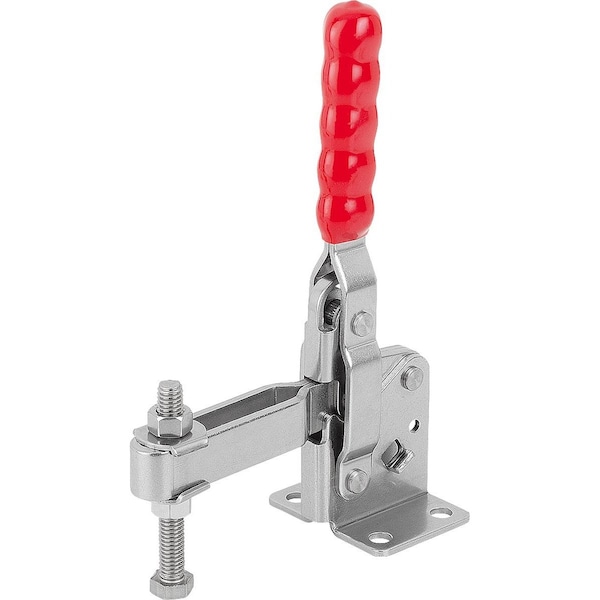 Kipp Toggle Clamp Vertical Std, Horizontal Foot F2=4000, Adjustable Clamping Spind M10X80, Stainless - K1255.104000