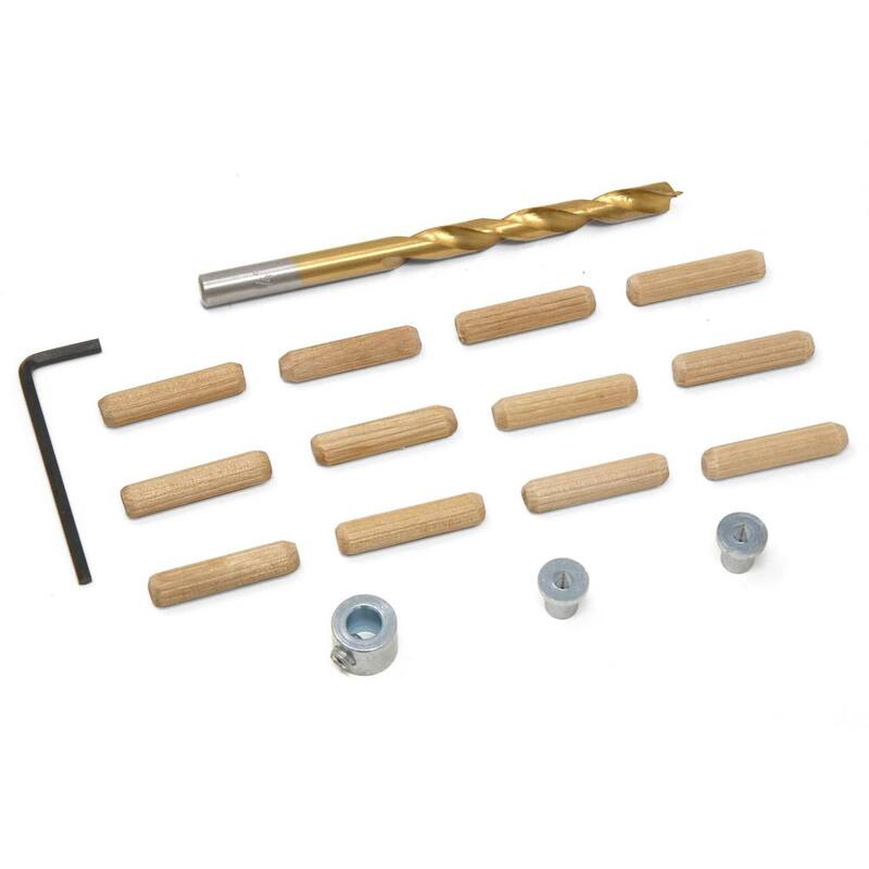 Kit de tarugos de madera WEN de 1/4 pulgadas con broca, tope y tarugos de madera de abedul estriados - JN014D