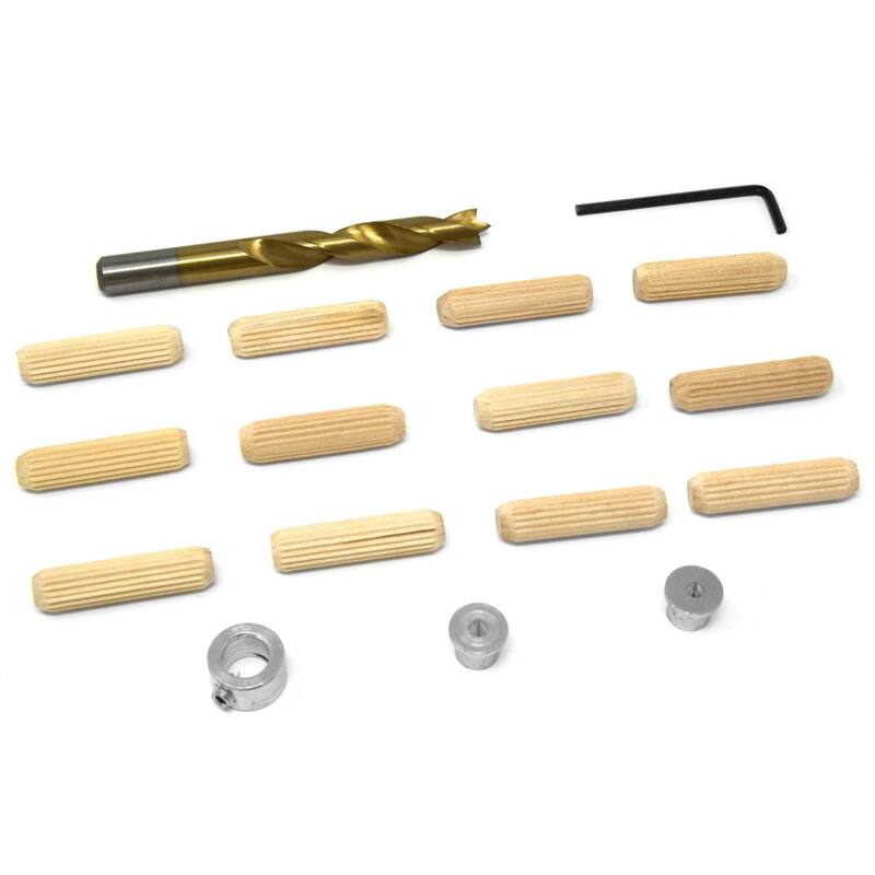 Kit de tarugos de madera de 3/8 pulg. WEN con broca, tope y tarugos de madera de abedul acanalados