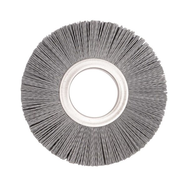 Weiler 6" Nylox Metal Hub Wheel Brush, .040/120SC Crimped Fill, 2" Arbor Hole - 20620